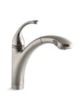 Forté Single-Hole Kitchen Faucet With 9-1/16 Inch Spout, Polished Chrome, side view, lever handle, smooth modern design