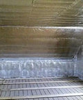 Interior view of attic with Heavy Duty Reflective Foil Radiant Barrier Roof Underlayment 4 Ft X 250 Ft 1000 Sq Ft installed.