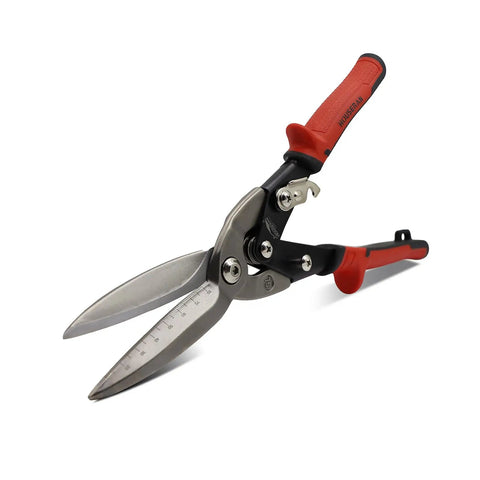 12 Inch Aviation Snips For Long Straight Cuts In Tin And Metal Sheets Heavy Duty CR MO Metal Cutters With Double Lever Scale Markings And Safety Lock