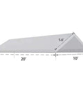 Diagram of Ten By Twenty Foot Upgraded Carport Canopy Cover Replacement Top Only White Waterproof Heavy Duty PE Fabric dimensions