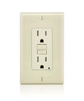 Self Test GFCI Tamper Resistant Receptacle With LED Indicator Light 15 Amp Slim 3 Pack GFTR1 3T Light Almond front view