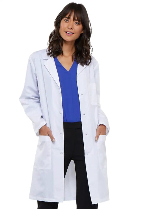 Unisex 40 Inch White Lab Coat With Button Front Notched Lapels Chest Pocket And Two Patch Pockets Center Back Vent Large Size