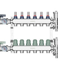 Six Loop Stainment Steel Manifold For Radiant Heat With Flow Meters And One Half Inch Compression Fittings For Hydronic Infloor Heating System Pro Grade Build Homeowner Friendly Heavy Duty Ready To Install Auto Air Drain Mounting Hardware Included