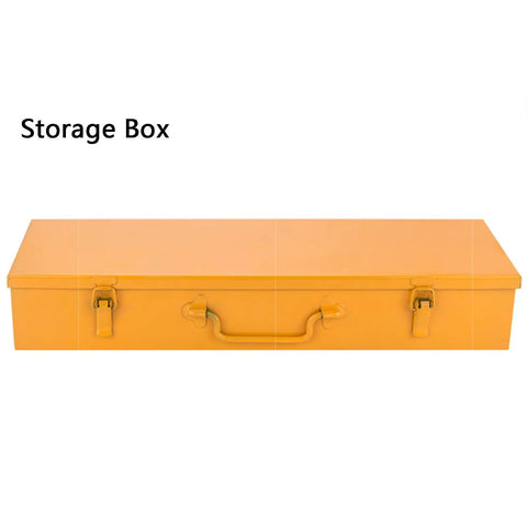 Orange metal storage box for Manual Hydraulic Cable Cutter 10 Ton 30mm Heavy Duty Rebar Shear For Wire Rope Steel Strand Iron Chain Built Tough Pro Grade Cutting Tool For Industrial Job Sites And Electricians