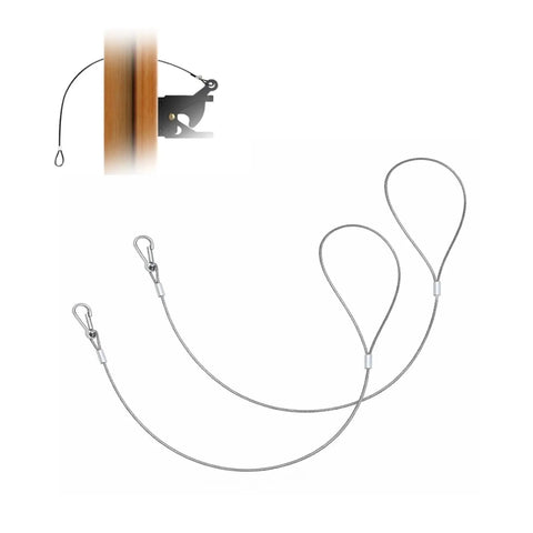 2 Pack Heavy Duty Gate Latch Cables Made From Stainless Steel Rust Proof Gate Opener Cords shown with wood gate setup
