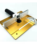 Heavy Duty Aluminum Router Table Insert Plate With Flip Up Lever And Precision Setup Bars For No Sweat Woodworking with angle view.