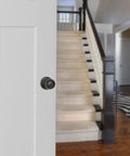 Coastal Matte Black Exterior Door Knob With Lock Easy Install And Adjustable Latch From 2-3/8 To 2-3/4 Inches on white door