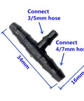 Barbed Hose Tee Connectors 3/5 Mm To 4/7 Mm Three Way Splitters For Garden Irrigation, Sprinkler Lines, And Drip Systems, 2000 Pack Pcs, Easy DIY Watering Setup For Yard, Farm, Greenhouse, black plastic tee connector with 3/5mm and 4/7mm hose fit