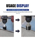 Beefy Pro Grade Heavy Duty Rubber Hammer Heads for electric hammers, showing use on sheet metal, scratch resistant, SDS Plus shank, display image