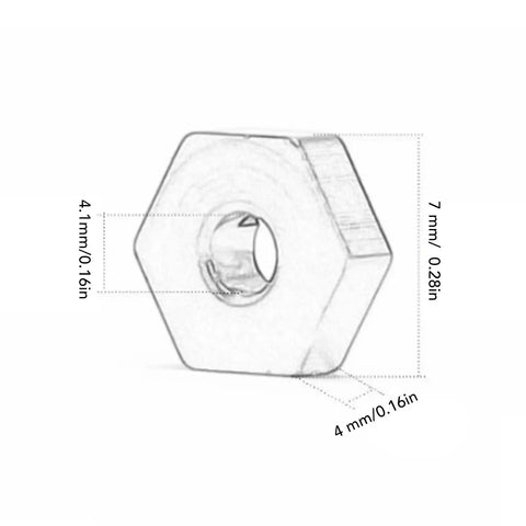 7Mm Hex Wheel Hub Adapter For RC Scale Crawlers, Bulletproof Cnc Aluminum Alloy Build with measurements, suitable for 1/24 models.