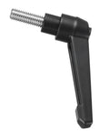 Badass Adjustable Clamping Lever Handle M8 X 20mm 304 Stainless Steel Ratchet Rotating Screw Handle side view with matte black finish.