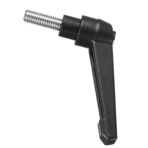 Badass Adjustable Clamping Lever Handle M8 X 20mm 304 Stainless Steel Ratchet Rotating Screw Handle side view with matte black finish.