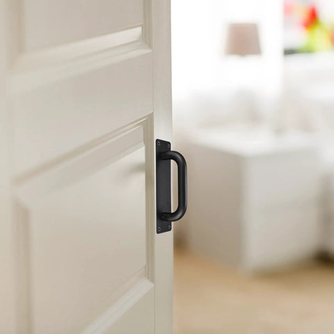 Beefy Heavy Duty Sliding Door Pulls And Push Plate Handles For Kitchen Cabinets And Barn Doors, Rugged Alloy Steel With Smooth Edges