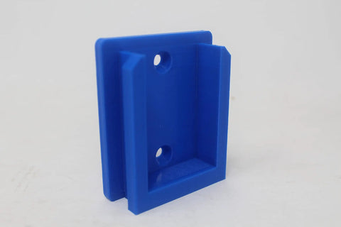 Side view of a blue PLA tool holder from the 10 Pack Tool Mount Holders For 24V Cordless Tools, showing two mounting holes