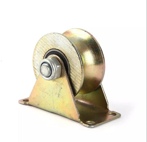 2 Inch U Type Groove Wheel Heavy Duty Rigid Caster With Bracket For Inverted Track Sliding Gate Wire Rope Rail Pack Of 4