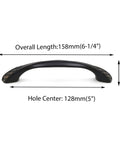 Oil Rubbed Bronze Cabinet Pull Handle Six And A Quarter Inch Length Five Inch Center To Center Traditional Classic Style
