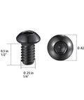 Image of 1/4-20 x 1/2 button head socket cap bolts from the 50 Piece Box Of 1/4-20 X 1/2 Button Head Socket Cap Bolts Crafted From Rock Hard 304 Stainless Steel With Straight Shot Allen Hex Drive For Legit Builder Jobs And Tough Shop Tasks.