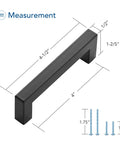 15 Pack Black Cabinet Pulls 4 Inch Square Kitchen Cabinet Handles Matte Black Hardware For Drawer Pulls Drawer Handles Includes Screwdriver For Quick Easy Install And Durable Everyday Use. Measurements with screws illustrated