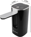 Black Automatic Water Dispenser For 5 Gallon Bottles With USB C Rechargeable Electric Pump And Digital Display, side view