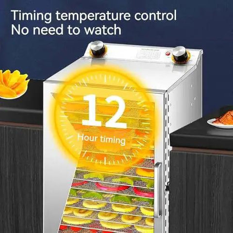 Heavy Duty Electric Freeze Dryer And Food Dehydrator With No Sweat Setup And Adjustable Timer showcasing digital controls and stainless steel design.