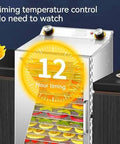 Heavy Duty 400W Freeze Dryer Machine Featuring Slick Multi Tray Food Dehydrator Design with 12-hour timer for easy temperature control.