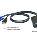 Hassle Free Laptop USB KVM Console Crash Cart Adapter featuring VGA, USB-A, and Mini-USB connectors for seamless connections.