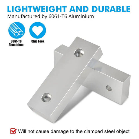 10 Set 20 Pieces Soft Jaws For 6 Inch Vise Aluminum Machinable Jaw Set, two aluminum jaws 6 x 2 x 1 inches shown.