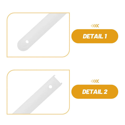 Detail view of Three Pack Plastic Drawer Slides for Cabinets and Cupboards, showing white plastic material and mounting holes.