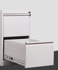 Modern Minimalist Four Drawer File Cabinet In Durable Metal Design for home or office with open drawer detail