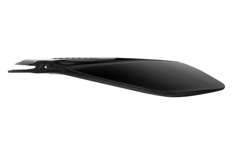 Side view of black durable USA-made hydrofoil stabilizer fins for boats 4 to 300 HP outboard and outdrive motors.