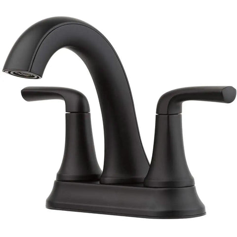 Ladera Matte Black Centerset 4 Inch Two-Handle Bathroom Faucet With Totally Sleek Modern Curves, Durable Brass Construction, Easy Install, Water Saving Features, And Smooth Operation For A Boss Vanity Upgrade