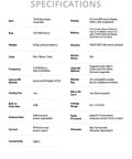 Specifications sheet for 16 Channel ELRS Transmitter With AG02 CNC Hall Gimbals And 3.5 Inch IPS Touchscreen Pro Grade RC Controller
