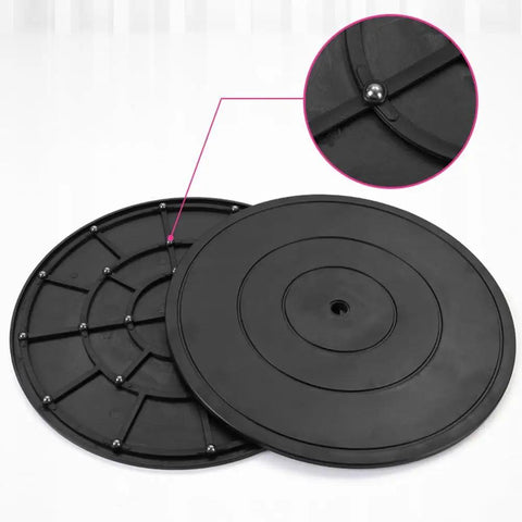 Rotating Lazy Susan Turntable With Ball Bearing Swivel 360 Degree Kitchen Cabinet Organizer For Spices Cosmetics And DIY Crafts Dope Non Slip Black 8 To 16 Inch, showing underside and ball bearings