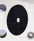 60 To 120 Cm Rotating Tempered Glass Lazy Susan Turntable Black Serving Plate with steel bearings and close-up details.