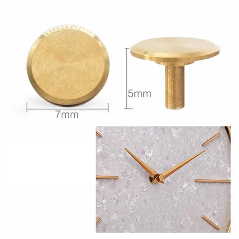 Brass cap from Ten Piece Clock Repair Kit With Nuts, Washers, Rubber Rings And Brass Caps For Silent Movement Clocks, 7mm diameter