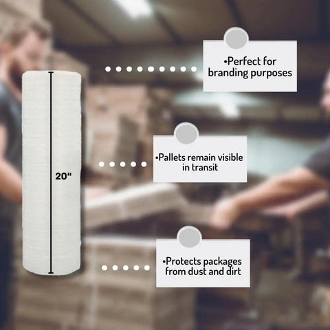 Two Pack Go To Vented Stretch Wrap Roll, 20 X 10000 Feet Clear Pallet Netting, Heavy Duty Industrial Plastic Film With No Sweat Application For Daily Bundling And Shipping Operations, 20-inch roll for packaging protection.