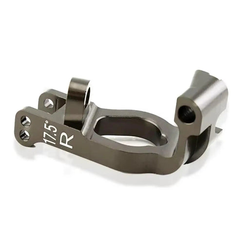 Precision Machined Aluminum C Hub Carrier Caster Block For 1/8 Scale Rc Buggies And Trucks With 17.5 Degree Camber Angle side view showing details.