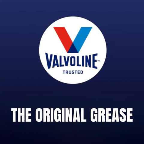 Valvoline logo with slogan "The Original Grease" on a dark blue background.