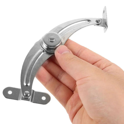 Hand holding Heavy Duty Iron Cabinet Hinges With Angle Limitation For Easy Installation No Brainer Spring Loaded Nickel Plated Hardware