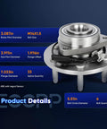 Specifications of 515096 Front Wheel Hub Bearing Assembly for Chevy Avalanche Silverado Suburban Tahoe Cadillac Escalade and GMC Yukon Sierra