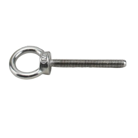 Stainless Steel Eye Bolts Set 4 Pack 50mm Thread Length With Nuts And Washers Beefy Heavy Duty Eyebolts For Swing Sets Trucks Decks Furniture DIY And Outdoor Tie Downs, single M6 stainless steel eyebolt