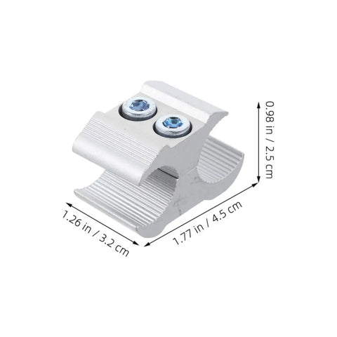 Aluminum Pipe Clamps And Cane Holder Clips 2 Pack showing dimensions for wheelchair accessories multipurpose use