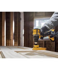 20V Max Brushless Cordless Power Tool Combo With Compact Drill Driver And Circular Saw in use on a wood surface.