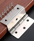 Vintage 59mm 6 Hole Three Fold Cabinet Door Hinge Set installed on wood surface with screws visible
