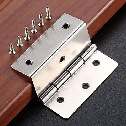Vintage 59mm 6 Hole Three Fold Cabinet Door Hinge Set installed on wood surface with screws visible
