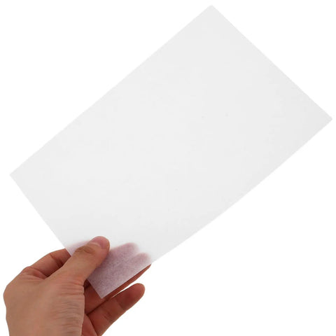 Hand holding one sheet of Boss Grade Flower Wrapping Paper Kit 200 Pieces 21x14 CM White Paper For Florists Writable Surface