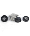 Premium Belt Tensioner And Idler Pulley Kit For BMW 3-Series 5-Series M3 X5 Z4 Z3 Models Fixing Slippage Vibration Issues With Precise Serpentine Timing Control For A Smooth Drive, with black idler pulleys and silver tensioner