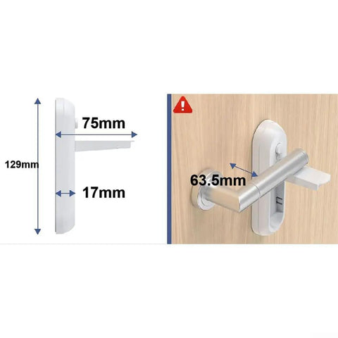 Dimensions of Grab-And-Go Portable Anti-Open Door Lock For Home And Travel With One-Touch Release ABS and PC material on door handle