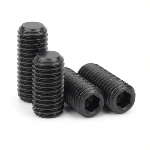 Rock Solid 5/16-18 X 1/2 Inch Set Screws 30 Pack Black Oxide 304 Stainless Steel Fasteners with hex head, ideal for bike frame repair.
