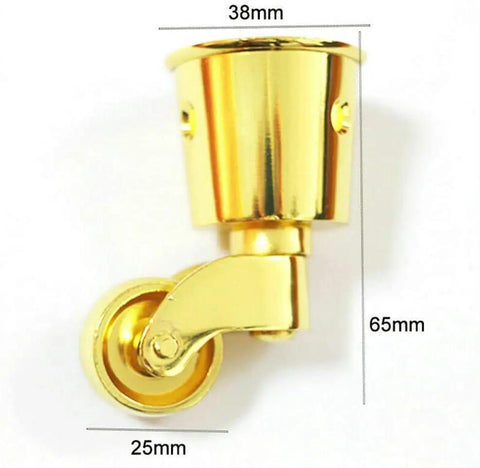 Heavy Duty Solid Brass Round Cup Casters 38Mm Vintage Swivel Furniture Wheels With Mute Bearing Rollers, side view showing dimensions.